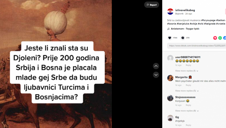 "SRBI SU TURCI, PLAĆALI SU IH DA BUDU GEJ LJUBAVNICI!" Mrzitelji Srba na TikToku nižu užasne uvrede o našem narodu i državi!