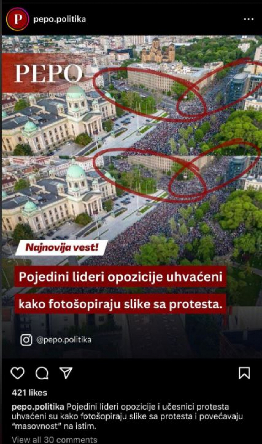 TEŠKI LAŽOVI! Pogledajte! Ovo su dokazi da opozicija montira slike sa protesta! (FOTO)