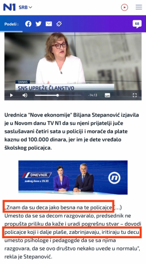 IDEOLOG PROTESTA BILJANA STEPANOVIĆ ORGANZUJE HAJKU NA ŠKOLSKE POLICAJCE Vučiću, kriv si što će nam deca biti bezbedna