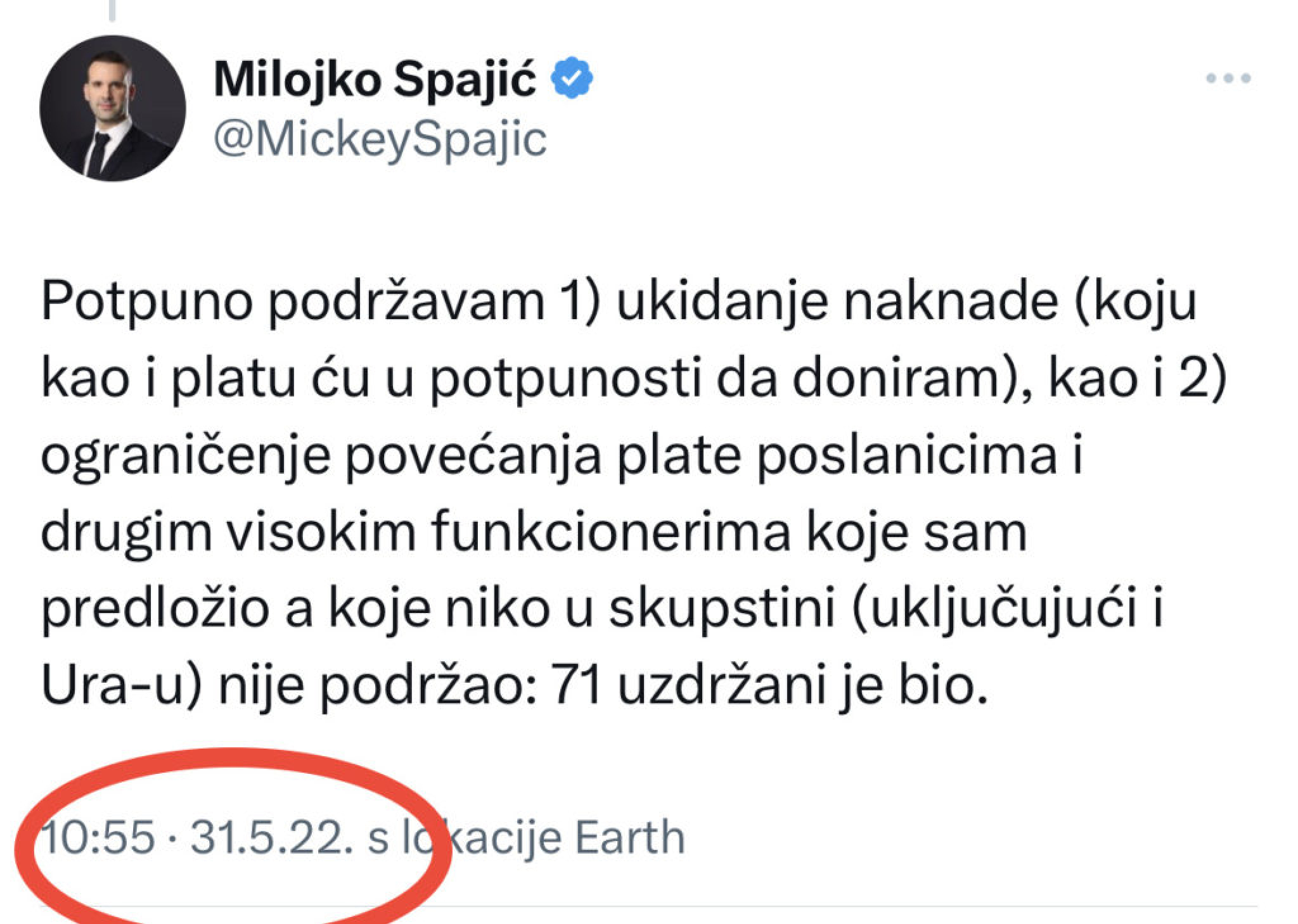 milojko spajić tviter