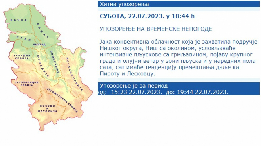 RHMZ Se Oglasio Tačno U 18:44 Novim Hitnim Upozorenjem - Alo.rs