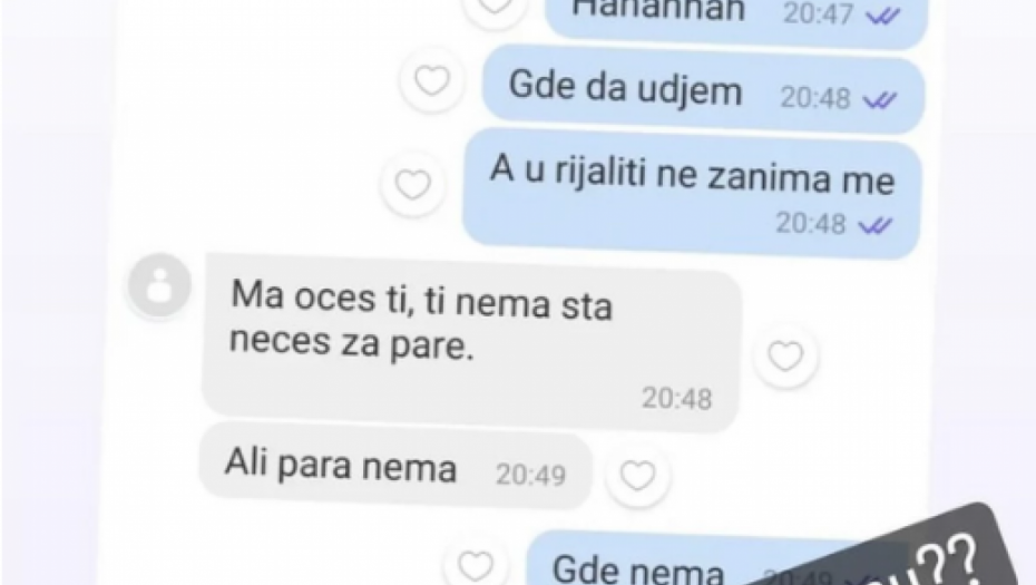 Bebica pokazao poruke sa Miljanom