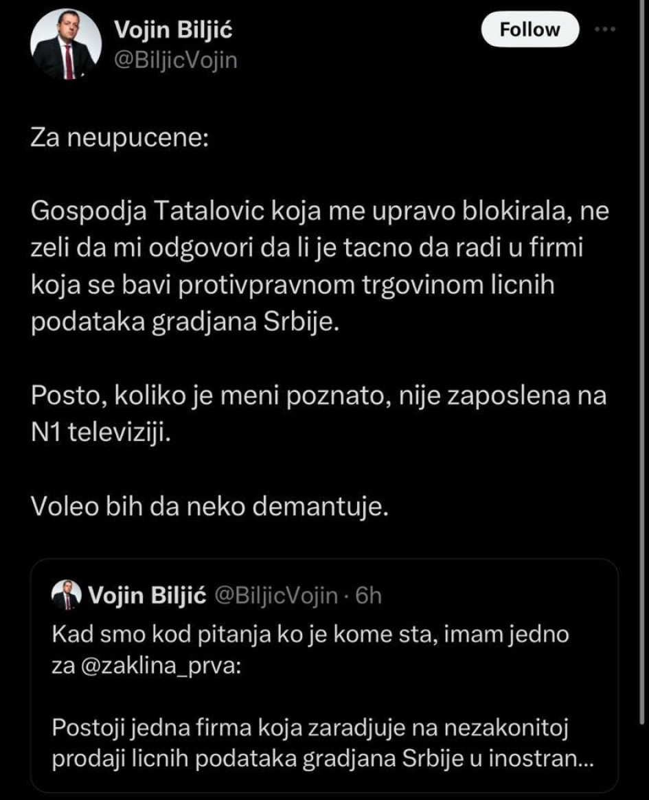 Vojin Biljić Tvit