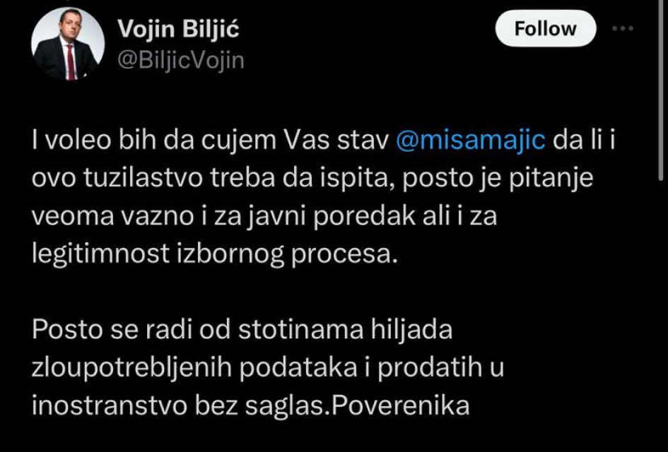 Vojin Biljić Tvit