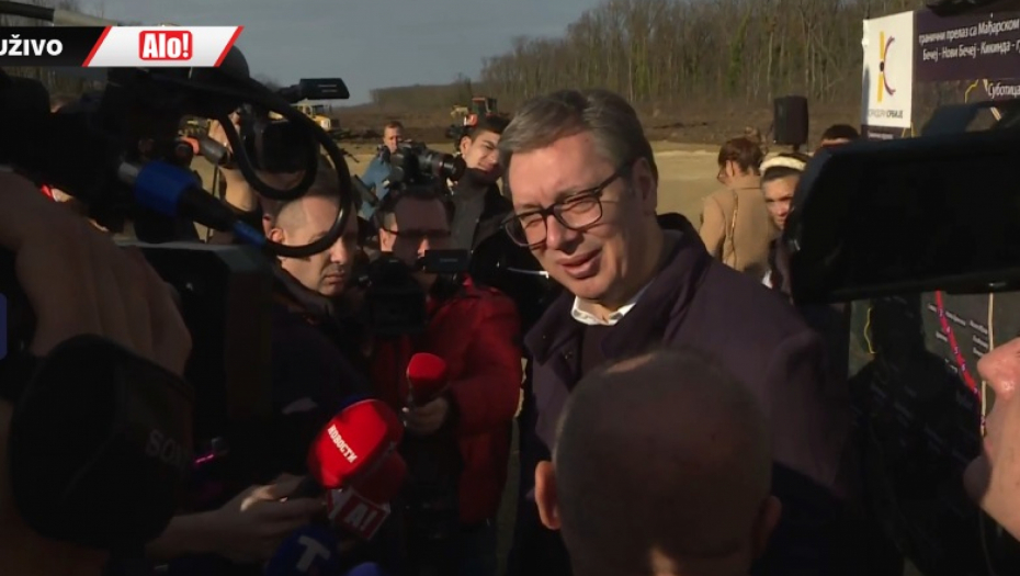 Aleksandar Vučić obilazi radove na izgradnji brze saobraćajnice Bački Breg - Srpska Crnja