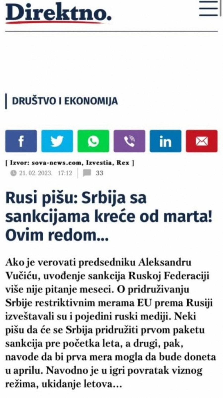 Pisanje o sankcijama Rusiji