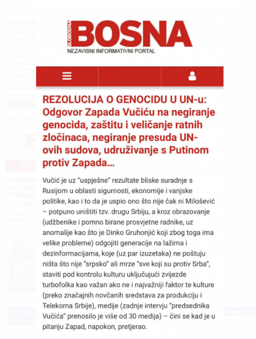 Slobodna bosna napadi na vučića