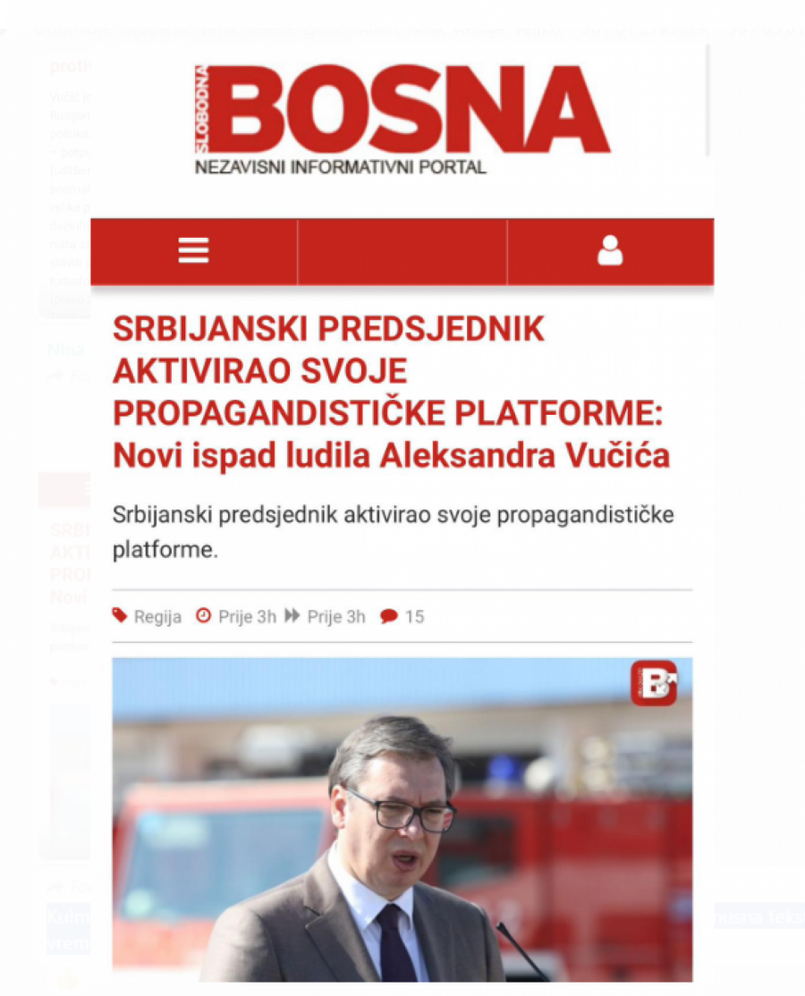 Slobodna bosna napadi na vučića