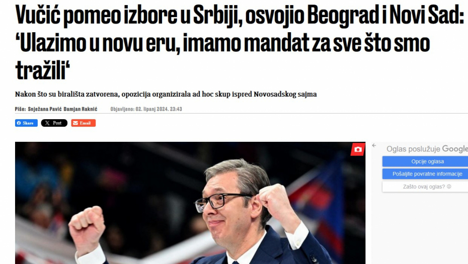 jutarnji list o izborima u srbiji