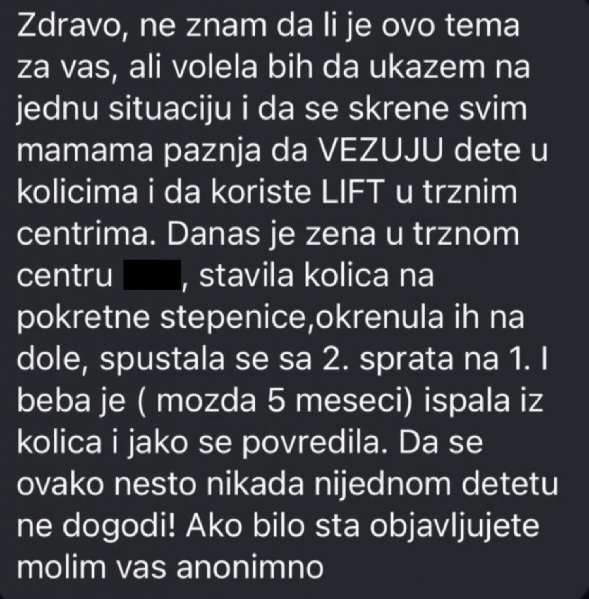 Beba ispala iz kolica