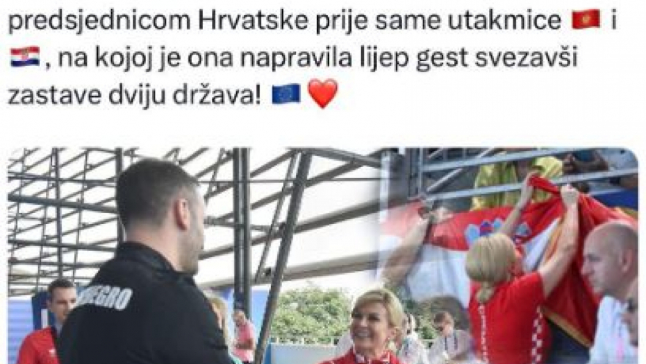 Kolinda vezala zastave Hrvatske i Crne Gore