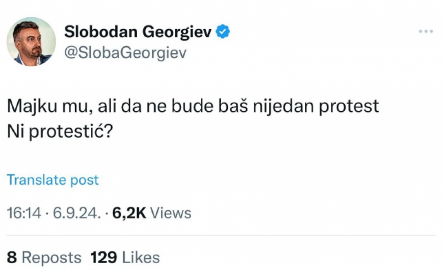 Tvit Slobodana Georgieva