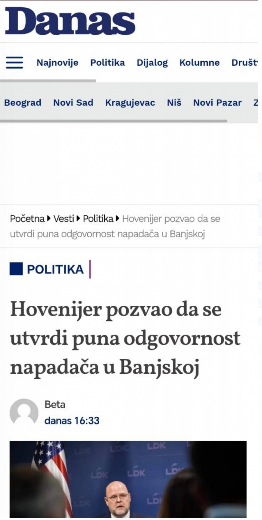 Danas o Banjskoj