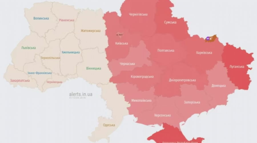 Mapa vazdušne opasnosti u Ukrajini