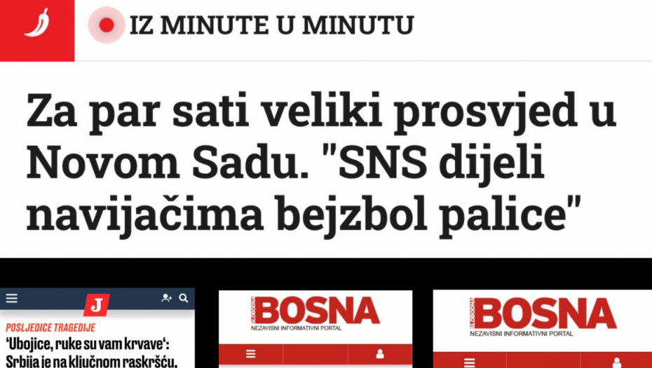 Mediji iz BiH i Hrvatske o protestu u Novom Sadu