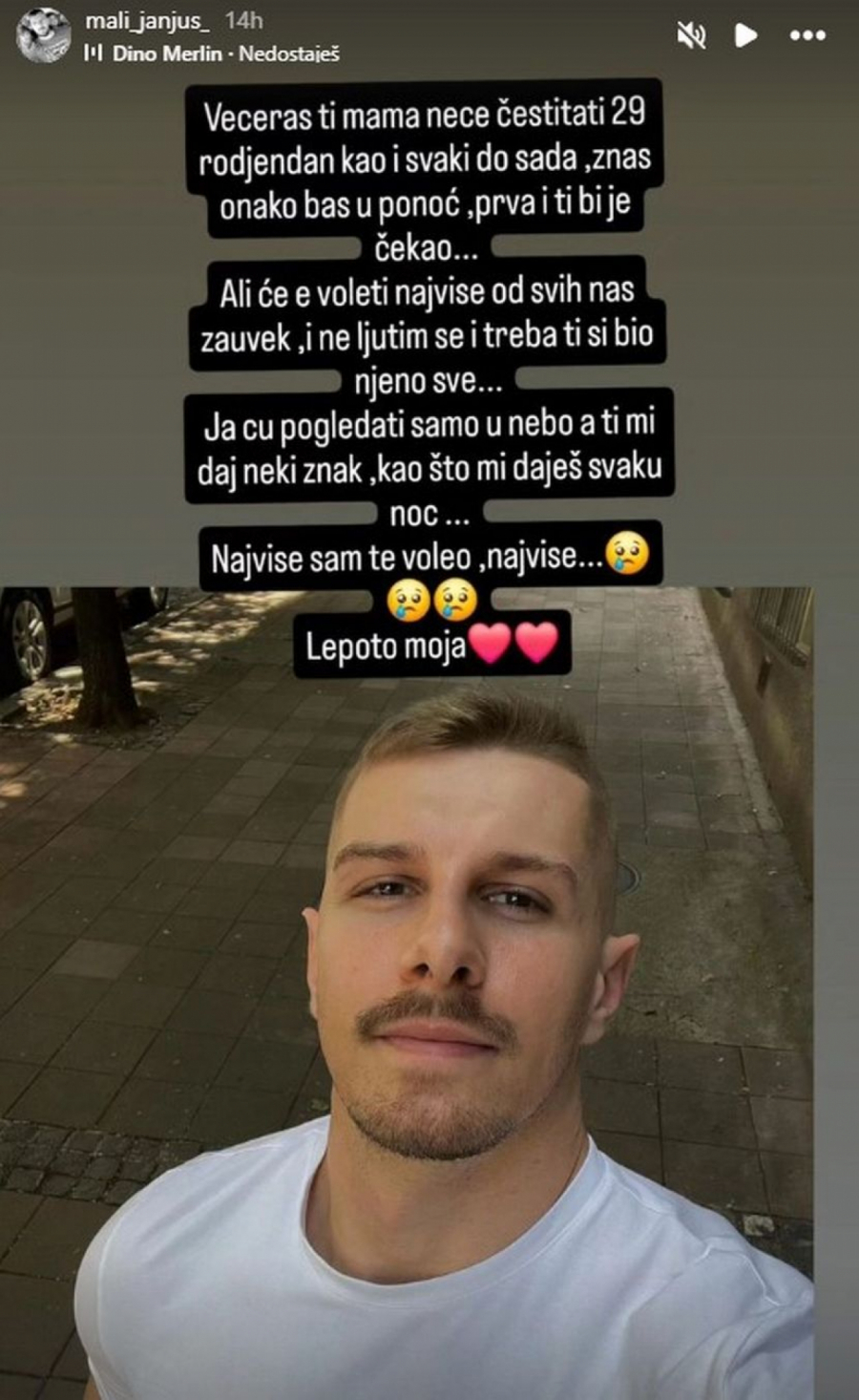 "Danas bi napunio 29 godina, mama ti neće čestitati, ali te voli najviše, bio si njeno sve - najviše sam te voleo"