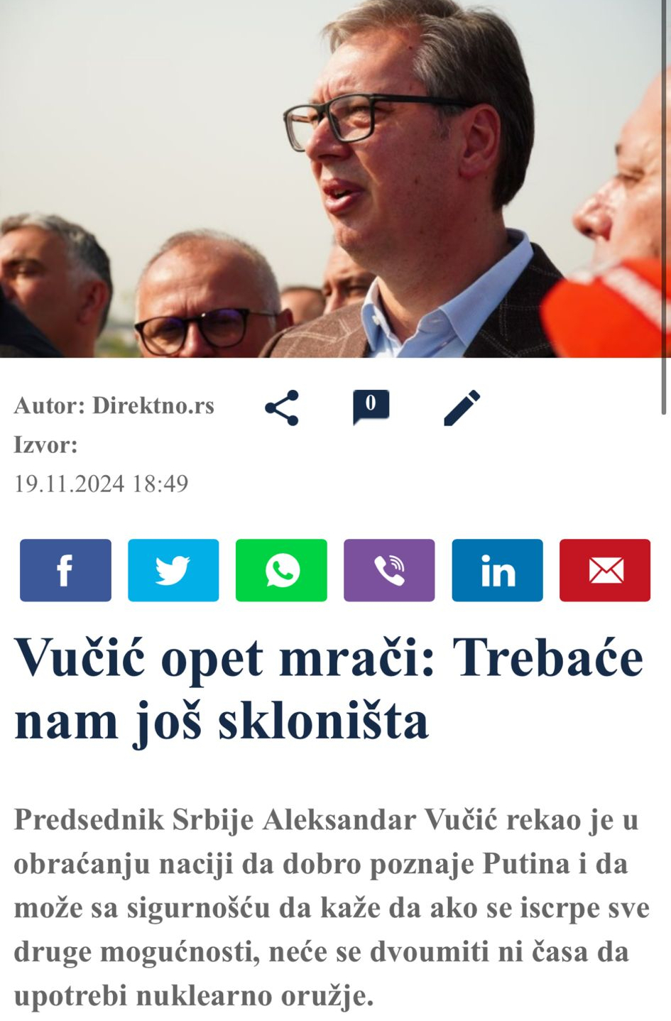 napad na vučića, objave