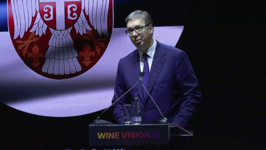 Predsednik Aleksandar Vučić na otvaranju Trećeg međunarodnog sajma Wine vision u Beogradu