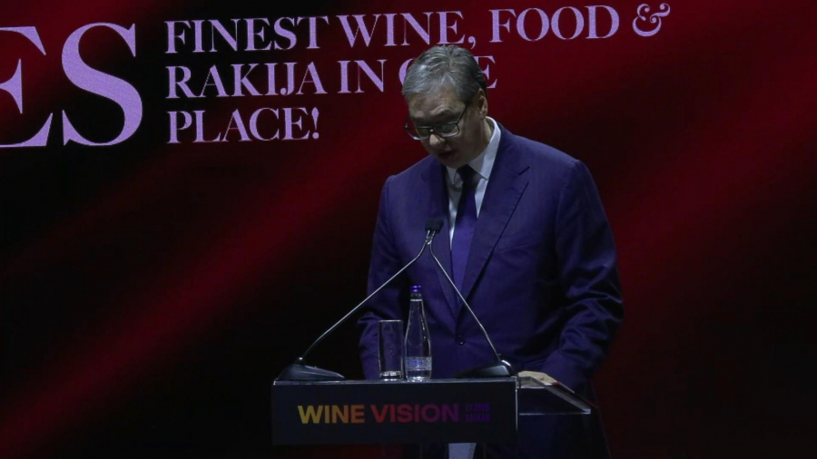 Predsednik Aleksandar Vučić na otvaranju Trećeg međunarodnog sajma Wine vision u Beogradu