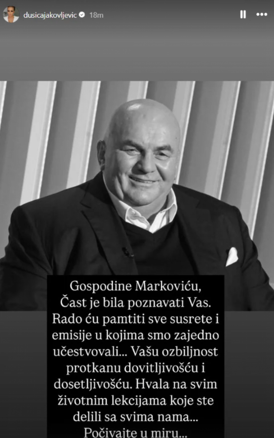 "GOSPODINE MARKOVIĆU..." Dušica Jakovljević utučena zbog Palmine smrti, zahvalila se političaru na mnogim naučenim lekcijama