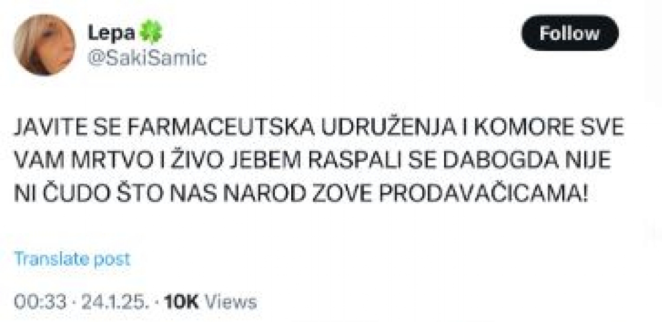 "SVE VAM MRTVO I ŽIVO J****" Čist fašizam! Prete im da ostave ljude bez lekova, samo da oni skupe političke poene!