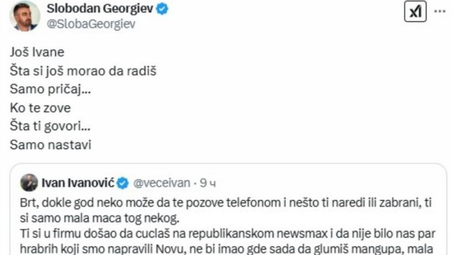 ĐILASOVCI VADE OČI JEDAN DRUGOM Opšta svađa na mreži X između Georgieva i Ivanovića