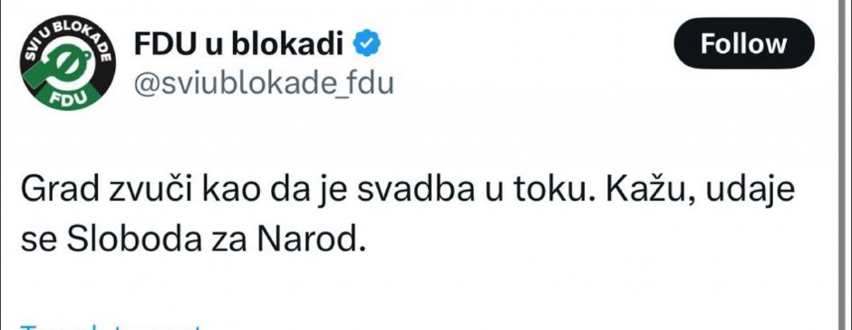 SRAMNA OBJAVA FDU U BLOKADI! Svadba, a protesti su počeli zbog tragedije sa 15 poginulih