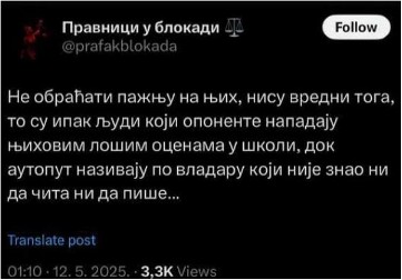 FOTELJAŠI VREĐAJU SRPSKE VELIKANE Blokaderi s Pravnog fakulteta u Nišu Miloša Obrenovića nazvali NEPISMENIM, pa obrisali tvit: "Sad se ograđujete i sami od sebe"