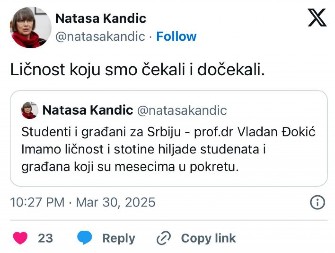 KANDIĆKA SE ODMAH OGLASILA Sramota! Zakleti neprijatelj srpskog naroda podržala rektora Đokića!