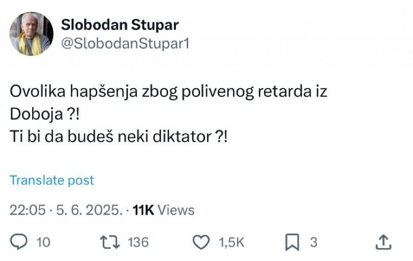 HRVATI BI MU POZAVIDELI! Stupar kipti od mržnje prema Srbima!