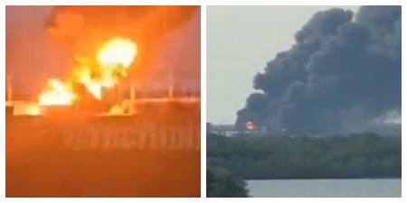 UKRAJINCI UDARILI NA PUTINOVU RAFINERIJU! Dramatični snimci buktinje u Rusiji, ljudi snimali iz kola i kuća (FOTO/VIDEO)