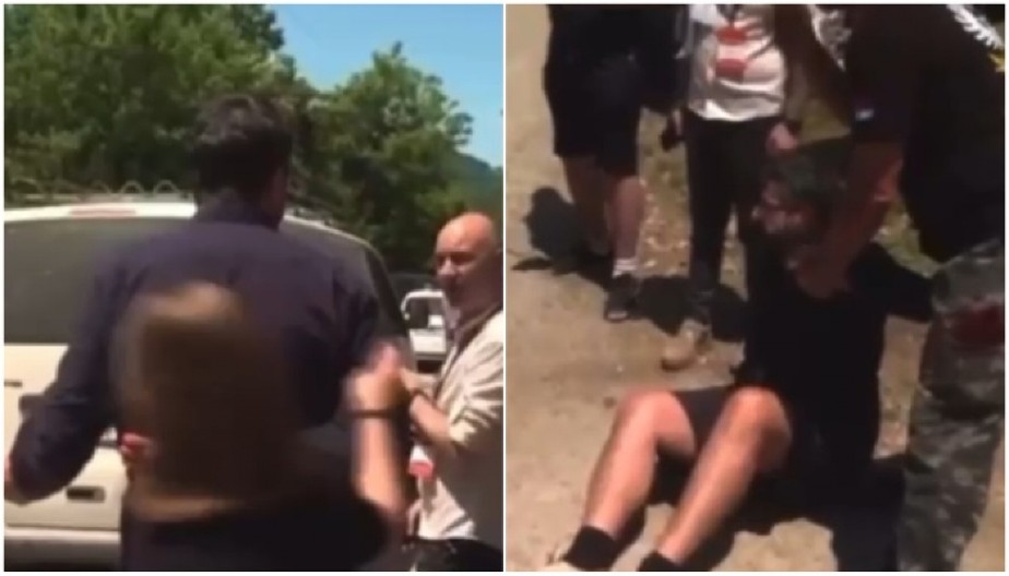 LJUDI, POGLEDAJTE OVAJ BLOKADNI CIRKUS! Lazovića očešao retrovizor kombija, pao na zemlju dva minuta posle - kakvi su to foliranti! (VIDEO)