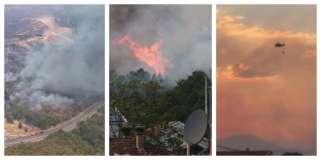 HELIKOPTER IZ SRBIJE GASI POŽAR U KUČIMA, TAMO JE NAJKRITIČNIJE Vatrogasci tokom noći odbranili kuće u Smokovcu