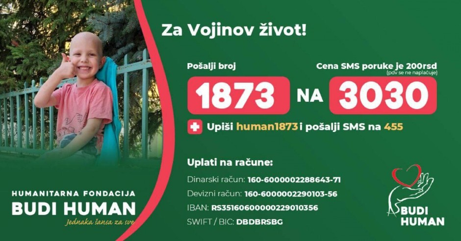 SRBIJO, POMOZI! Vojinu (5) je potrebna naša pomoć da pobedi opaku bolest
