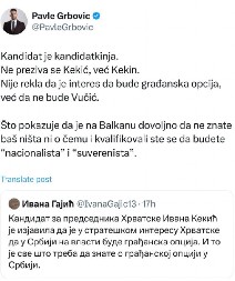 SKANDAL! Grbović u ime Đilasa i Marinike podržao Kekin: Strateški interes Hrvatske je da se smeni Vučić, i to je odlično za nas