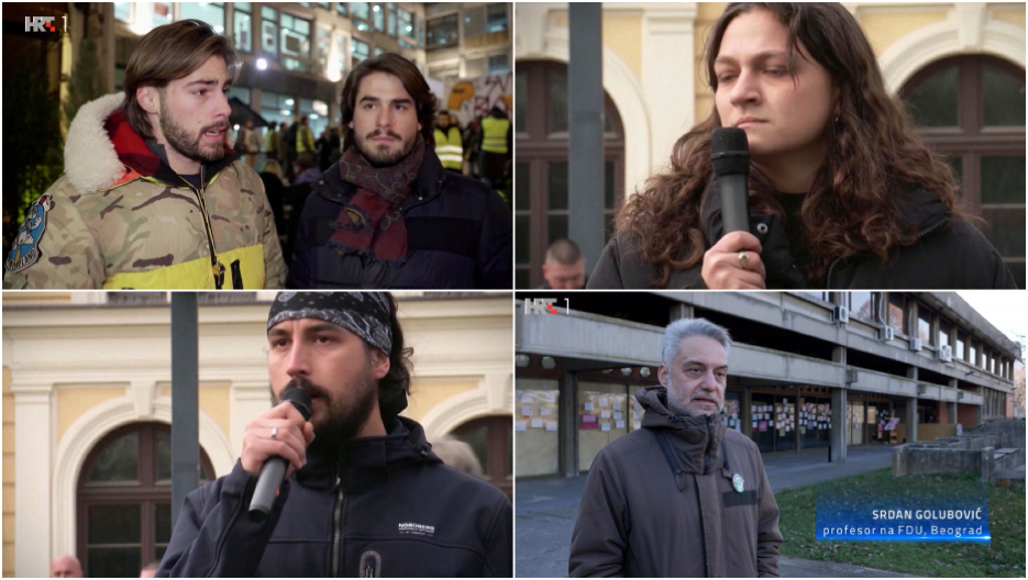 SRAMNO! Pripadnici opozicije potrčali na Hrvatsku radio-televiziju da pljuju po Srbiji!