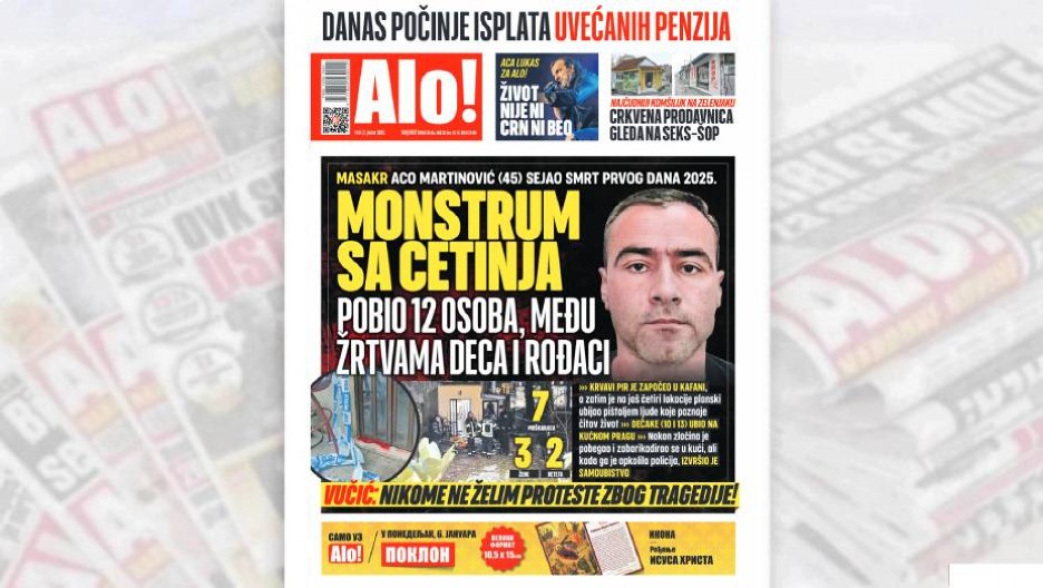 MONSTRUM SA CETINJA! Aco Martinović (45) pobio 12 osoba, među žrtvama deca i rođaci