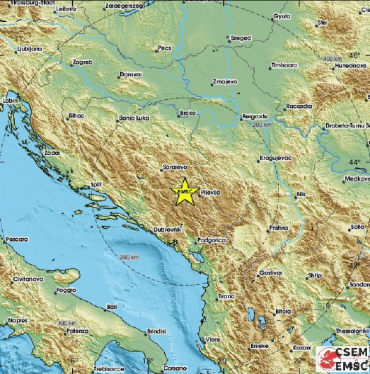 ZEMLJOTRES POGODIO JUTROS BiH Osetio se i u Srbiji i u Crnoj Gori