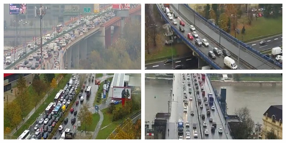KIŠA I SNEG U BEOGRADU Najkritičnije na Gazeli, vozila mile i u drugim delovima grada (FOTO/VIDEO)