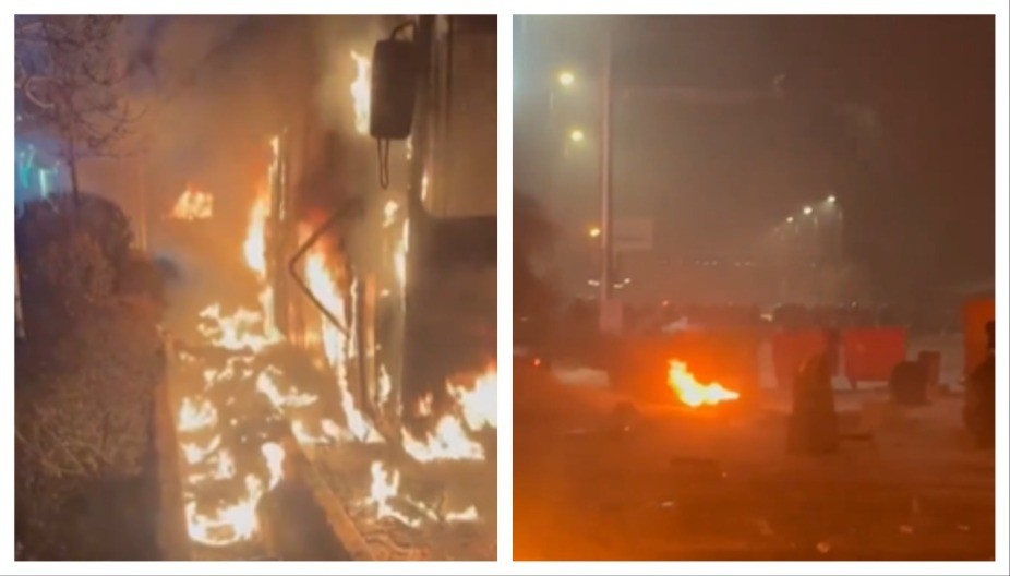 ZGRADA U PLAMENU, VIDE SE SILUETE... Čuju se i pucnji, jezivi snimci nereda u Iranu